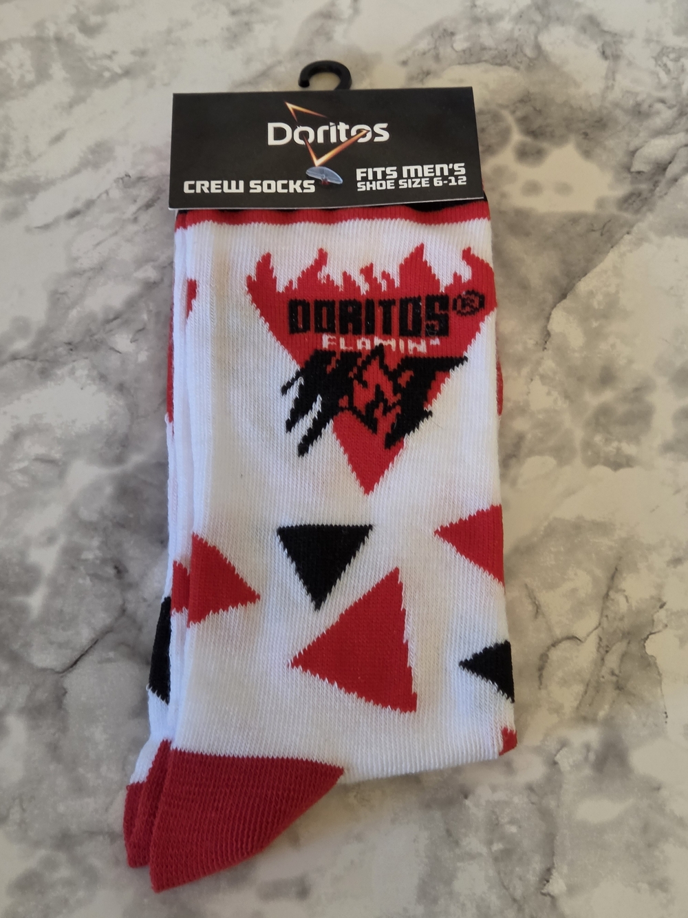 Doritos Flamin Hot Mens Crew Socks - White, Red & Black (Men)